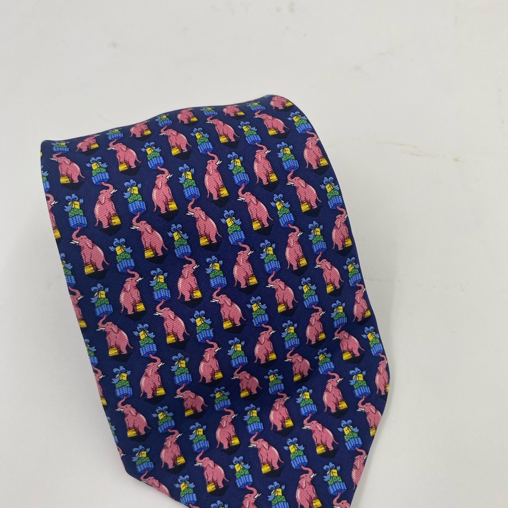 Bird Dog Bay Navy Tie with Pink Dog Design